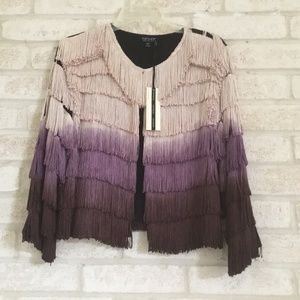 Top Shop Ombré Purple Fringe Jacket NEW
